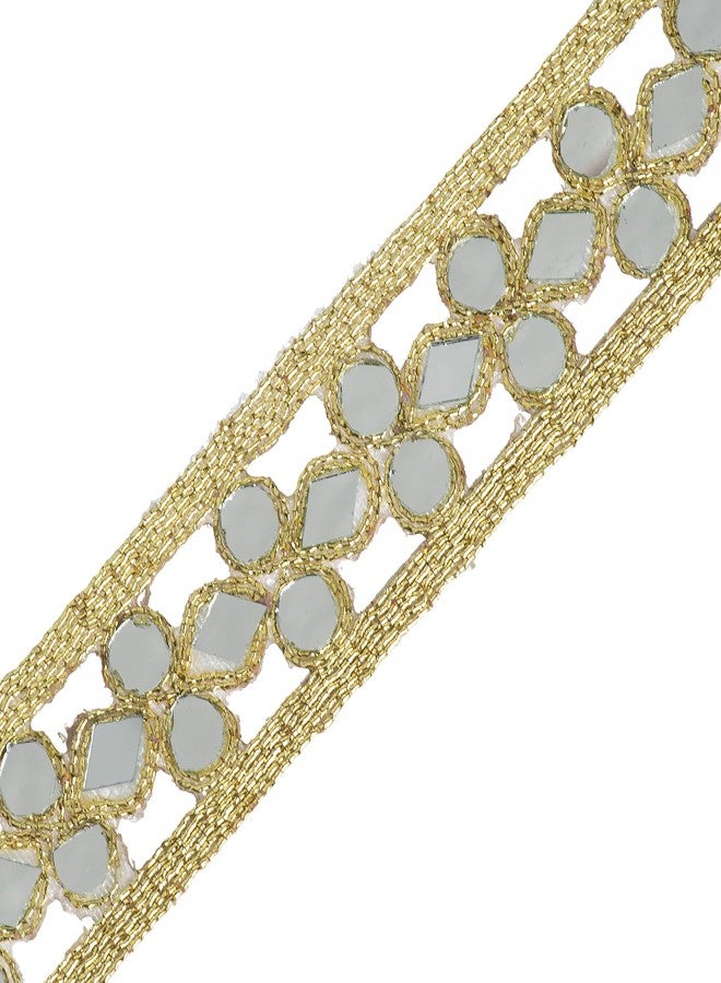 CORIOX Shiny Mirror Lace 9 Meter Border for Dresses, Sarees, Suits, Blouses, Dupattas, Bags, Art and Craft. (Gold) - Image 5